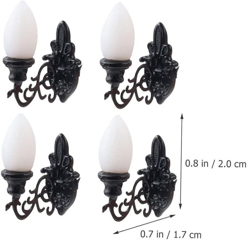 4Pcs Black Miniature Dollhouse Wall Lights LED Wall Sconces 1 7X2CM - Image 5